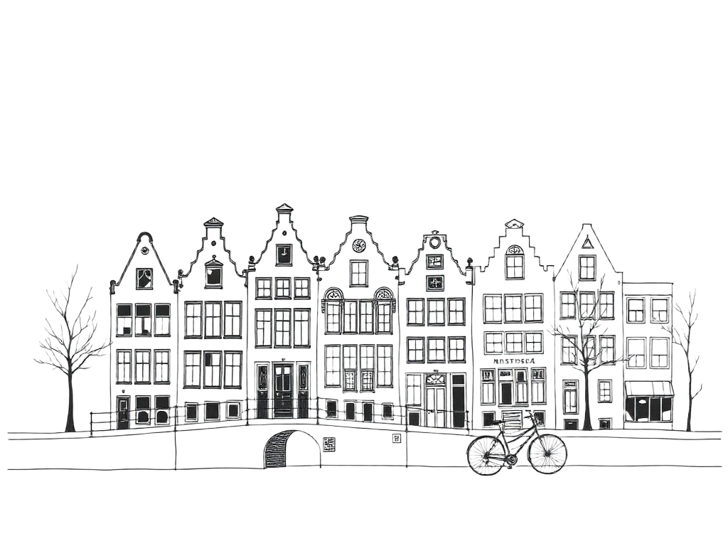 Amsterdam & Leiden line drawing